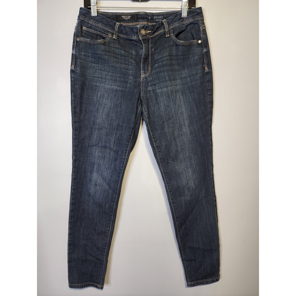 Simply Vera Wang Denim Womens Size 8 Skinny Mid Rise Stretch Blue Jeans 30x29‎